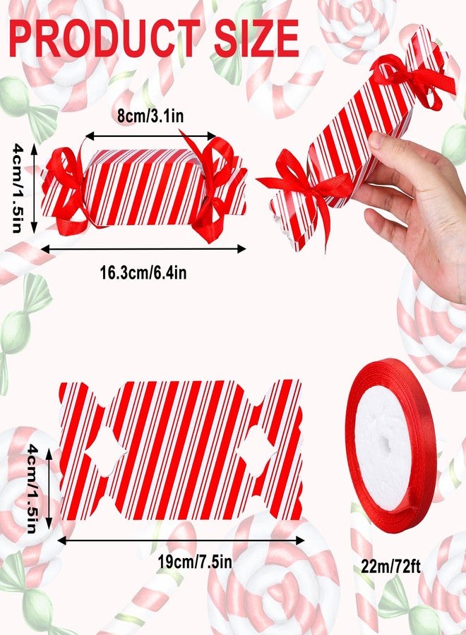 وولاين مجموعة علب هدايا عيد الميلاد من والين، ٥٠ قطعة، مزينة بشريط، علبة حلوى لطيفة مخططة باللونين الأحمر والأبيض، علب بسكويت ومخبوزات، علبة هدايا عيد الميلاد، حاوية ورقية مزخرفة للهدايا، مناسبة لحفلات استقبال المولود الجديد، وأعياد الميلاد، وحفلات الزفاف. - Image 2